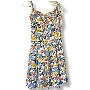 LL Bean Butterfly Print A-Line Fit and Flare Summer Sundress Size 2 Vacation
